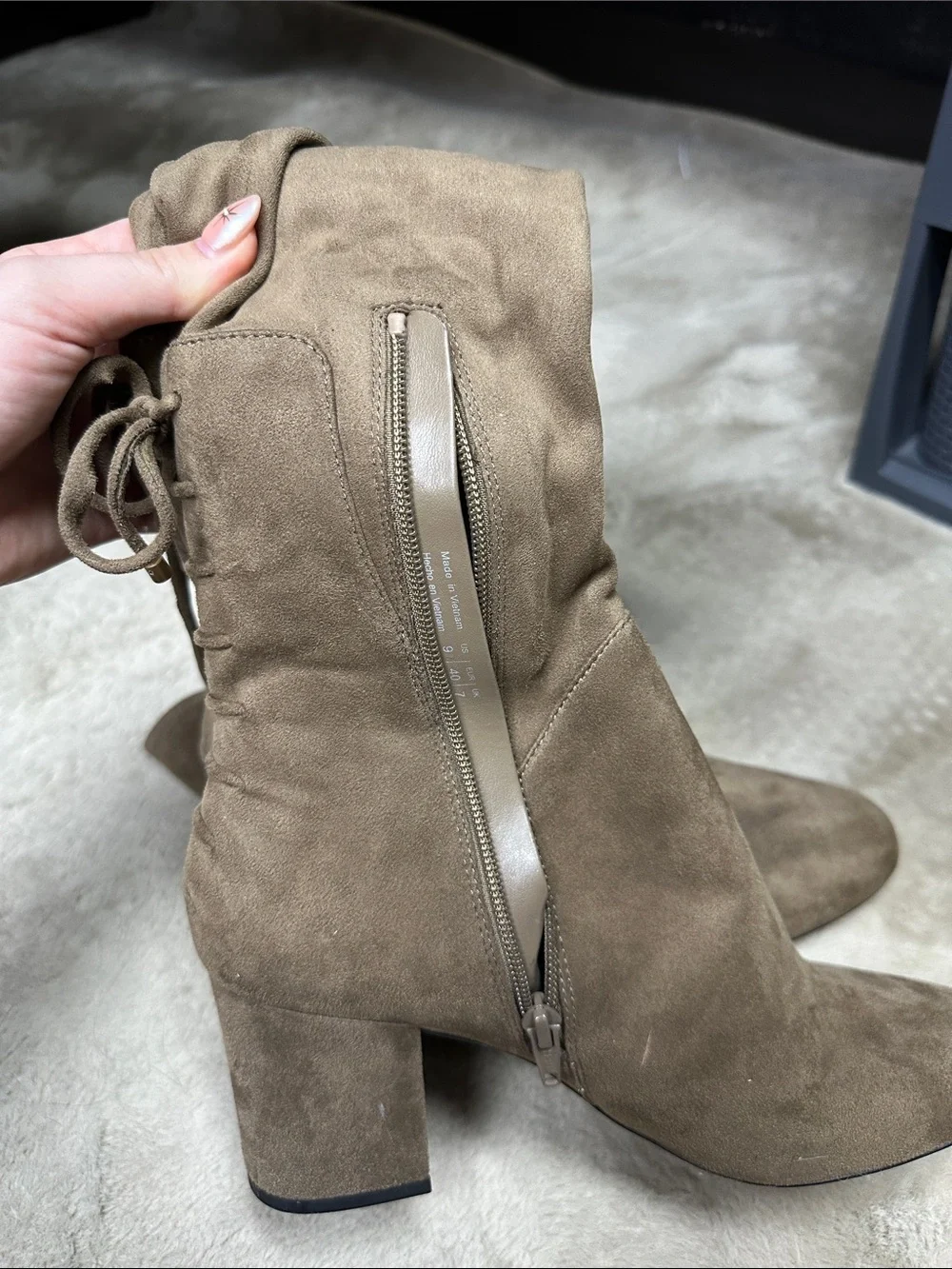 ALDO Tan Faux Suede Over-the-Knee Block Heel Boots Side Zip Size 9